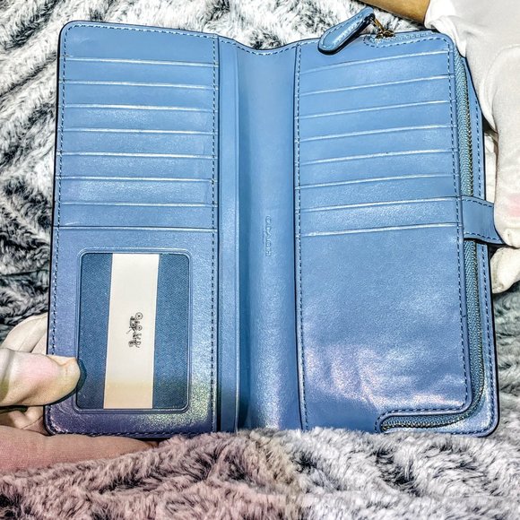 EUC - COACH SKINNY WALLET IN BLUEBELL REFINED CALF LEATHER (F58586) - Picture 3 of 6